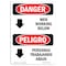 Signmission Safety Sign, OSHA Danger, 14" Height, Aluminum, Men Working Below Bilingual Spanish OS-DS-A-1014-VS-1449 - alternate 1